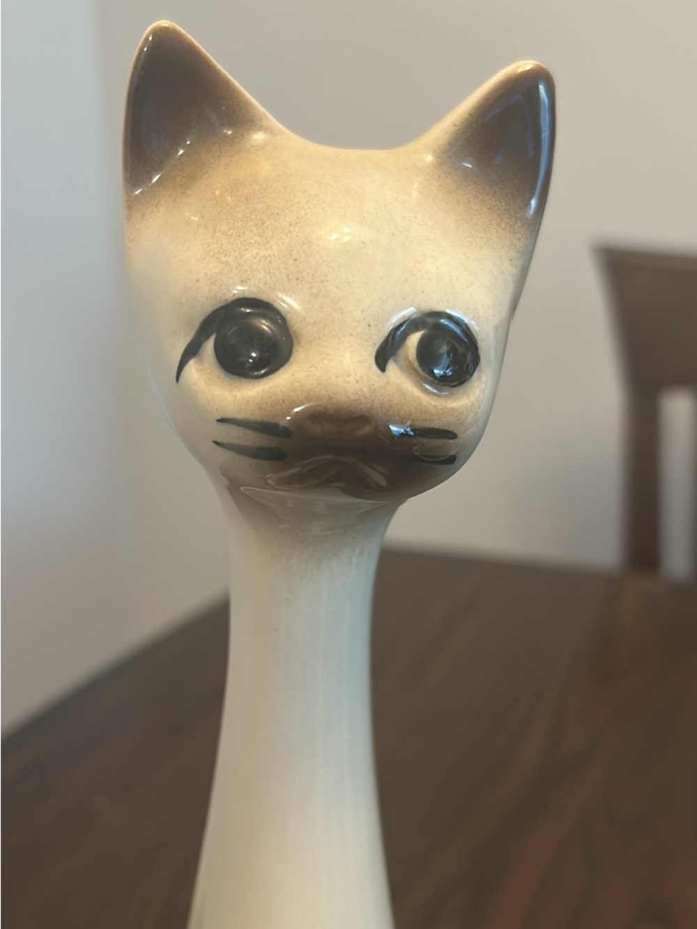 Vintage long neck ceramic Siamese cat figurine